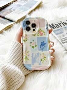 xercxerc Funda de TPU con Estampado Floral y Geométrico, Cobertura Completa de Cámara y Protección Contra Caídas para iPhone 11 12 13 14 15 16 17 Pro ProMax Air - Blanco - Ver 3