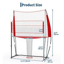 11FT Adjustable Height Portable Volleyball Net Rebounder For Practicing Volleying, Bumping, Spiking With 5 Angle Customization - B - View 2