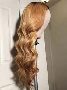 Ombre Blonde Body Wave Human Hair Wigs With Dark Roots Glueless 13x4 Lce Front Wigs For Women Free Parting Blonde Water Wave Lace Front Wig Human Hair Suitable For Everyone For Daily Party Use - Bóng tóc vàng - Xem 6