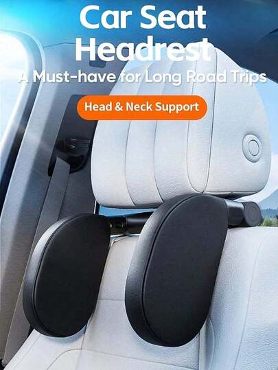 车载旅行头枕，可调节睡眠头枕，座椅头部支撑，U型记忆棉侧支撑颈枕，适用于多种车型，公路旅行的理想之选，汽车配件