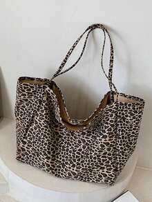 Large Leopard Print Tote Bag, High Capacity Shoulder Bag, Underarm Bag Essential For Commuting, Backpack, Large Capacity, Portable, Suitable For Teenagers, Women, College Students, White-Collar Workers, Perfect For Work, Back To School, Middle School, High School, University, Vacation, Etc., Leopard Print Bag, Animal Print Women's Bag, New Autumn/Winter Tiger Print Women's Wallet, Holiday - 彩色 - 查看 7