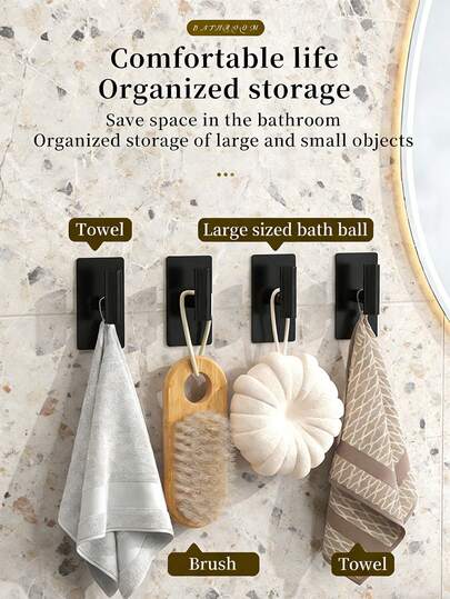 Self-Adhesive Heavy-Duty Towel Hook - Wall-Mounted Robe & Bath Towel Holder With Brushed Finish Suitable For Bathroom, Kitchen Storage, Space-Saving Adhesive Backing, No Drilling Required, Contemporary Bath Bar Hook