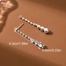 1 对时尚长泪珠水钻耳环，适合女性日常佩戴 - 銀色 - 查看 5