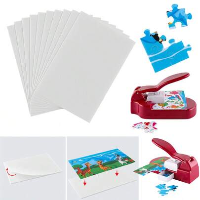 เครื่องตัดปริศนา,เครื่องทำจิ๊กซอว์พร้อมโฟมกาว 10 ชิ้น,สำหรับงานศิลปะและงานฝีมือ,ทำจิ๊กซอว์,สมุดภาพและเครื่องมือขนาดเล็กสำหรับจิ๊กซอว์ DIY
