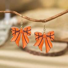 Sports Inspired Football Themed Bow Acrylic Earrings Women Fashion  Accessories Creative Design Earring For Girls Gift - C - 查看 6