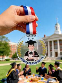 1枚可定制照片透明亚克力毕业奖牌，个性化奖牌，定制照片和文字奖牌，毕业奖牌，学术奖牌，最佳荣誉纪念品，送给朋友、同学、家人的毕业礼物，毕业派对礼品，个性化礼物 - 彩色 - 查看 4