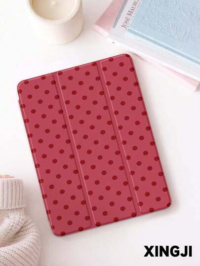 1 pieza Funda protectora para tableta con patrón de lunares rosa retro, compatible con 10.2" 10th/ (A16) 11" 11th 2025, Pro 11" 2021/2020, Galaxy Tab A8 10.5" 2022, Matepad 10.4/Tab, con ranura para lápiz, anti-caída, soporte para tableta, modo de suspensión/activación automático