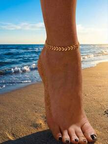 1pc Gold Anklet For Women Dainty Arrow Chain Foot Jewelry Summer Beach Boho Ankle Bracelet Adjustable Gift - Gold - View 3