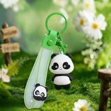 Llavero de estilo nacional con diseño de panda lindo, llavero de coche de dibujos animados, colgante de llavero para mochila - Multicolor - Ver 3