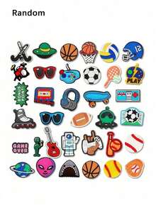 50pcs Cartoon Random Shoe Decorations Accessories Charms For Clogs Bubble Slides Sandals, Gift Idea For Birthday Christmas Halloween Party Favors - 彩色 - 查看 8