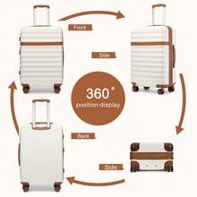 ABS+PC-Hartschalenkoffer unisex in 20/24/28/32 Zoll, einzeln oder als 3-teiliges Set, erweiterbar mit YKK-Reißverschluss, 360°-Rädern & TSA-Schloss, flugtauglich für Urlaub und Geschäftsreisen - Beige - Übersicht 2