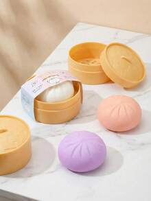 Bun-Shaped Adult Party Favors | Creative Fun Handheld Toy | Squeezable Dough Modeling Toy | Steamer Container Packaging | Office Desk, Birthday Party, Holiday Gifts And Gift Fillers - Baozi Stress Ball - View 2
