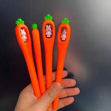 5/8pcs Easter Bunny Rotating Neutral Pens, Carrot Shaped Neutral Pens With Black Ink, Smooth Writing, School & Office Supplies, Ideal Easter Holiday Gift, Back To School Season Stationery Gift - Multicolor - View 6