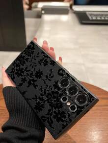 Classic Personalized Lace Flower Phone Case Protective Cover, Black TPU Soft Shell, Scratch-Resistant And Drop-Proof, Compatible With Huawei Honor, Galaxy A/S Series, 6A/7A/8A, 12T/13T/14T,International Version, Not The Domestic Version - Black - View 6