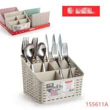 4-Grid Plastic Cutlery Organizer / Chopstick Holder / Knife Fork Spoon Storage Box / Kitchen Draining Rack / Desktop Sundries Box, Random Color - View 4