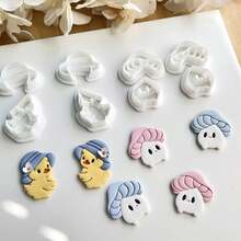 4pcs Duck, Mushroom Elf Polymer Clay Mold Set, DIY Craft Ceramic Tool, Polymer Clay Jewelry Making Supplies, Handmade Earring Mold - White - View 2