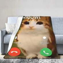 Warm Blanket Travel Hello Meowl Funny Animal  Bedding Throws  Flannel Bedspread Living Room Funny Sofa Bed Cover - 2 - Xem 2