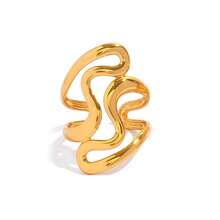Frminee 3pcs/Set Fashionable, Minimalist, Elegant, Unique 18K Gold Plated Stainless Steel Geometric Ring Set, Everyday Jewelry And Gift For Women - Gold Style 3 - View 6