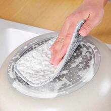 1pc New Double-Sided Silver Wire Dishcloth, Thick Household Kitchen Cleaning Brush, Pot Scrubber - Dishcloth - View 6