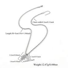 1pc Fashion Silverly Block Initial Hamsa Hand Pendants Stainless Steel Twist Chain Necklaces For Men - Silver - View 2