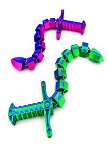 Espada flexible con articulaciones de gradiente de color multicolor impresa en 3D. Una espada, dos formas - extensible y flexible. Adecuada como regalo para Halloween, Navidad, Acción de Gracias, Día de los Inocentes y fiestas de cumpleaños - Multicolor - Ver 5