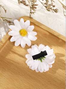 6pcs Sunflower Shaped Hair Clips, Suitable For Beach Vacation - White - View 3