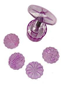 5pcs/Set Embossed Mooncake Mold, Handpress Style, For Sweet Potato, Yam Cake, Bean Paste Cake, Baking Tool, 75-83g - Purple - View 8