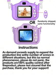 YAIUZGOO 1080P HD Photo & Video Camera With 2.0" Screen, Silicone Protective Case, Puzzle Game, SD Card Storage, Outdoor Photography Camera, Valentine's Day/Birthday Gift, 150mAh - Purple - View 4