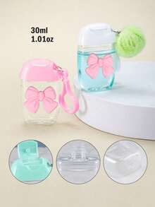 3pcs Set - Pink (30ml) Transparent Alcohol Spray Bottle, Pink Bow Hand Sanitizer Bottle, Travel Hanging Hook Keychain, Pink Flip Cap Hand Sanitizer/Perfume Bottle With 3D Bow Design - Green - View 4