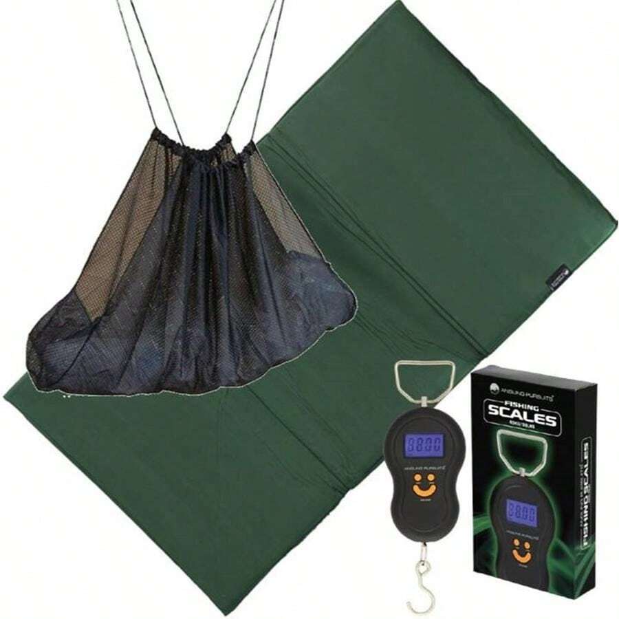 Carp Fishing Care Unhooking Mat Set With Weighing Sling And LCD Digital Scale - 100 X 60 X 1 cm - View 1