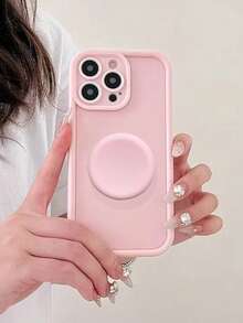 粉色支架砂岩手机壳，兼容苹果17 Pro Max/16/15/14/13/12/11，防摔保护套 - 粉色 - 查看 1