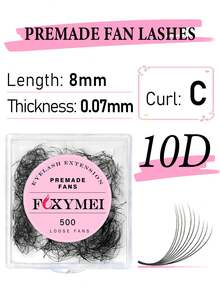 500片预制C/D卷翘睫毛嫁接片，3D/6D/9D手工扇形睫毛，长度8-14毫米，高品质，适用于美容院 - C - 查看 26
