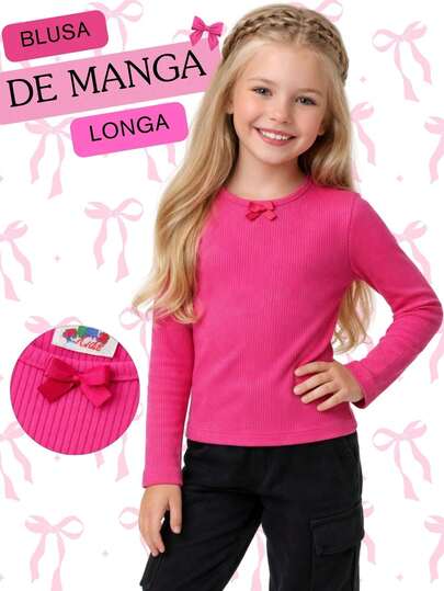 Blusa Infantil de Manga Longa em Ribana Soft Touch – 4 Cores