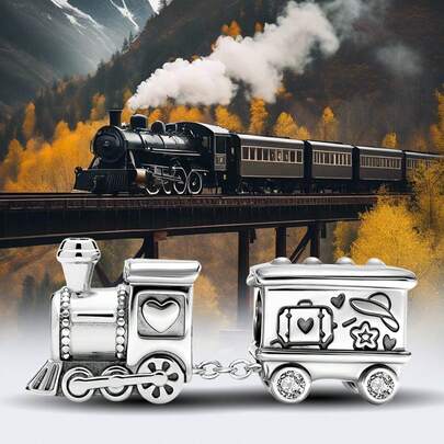 1pc 925 Sterling Silver Train Shaped Bead, Suitable For Women Bracelet, Bangle DIY Jewelry Making, Daily Decoration, Girls Accessory