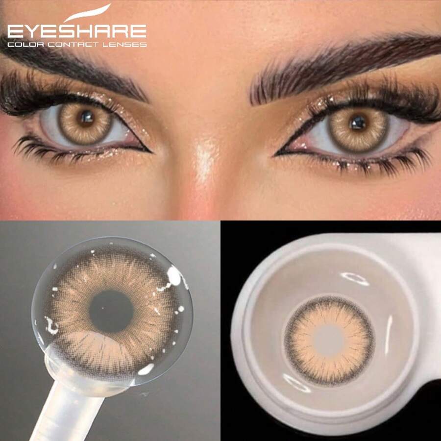 Kính áp tròng Eyeshare 1 cặp, đường kính 14.0mm, màu nâu tự nhiên, chất liệu mềm.
