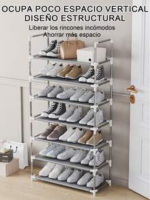 Zapatero 6/7/8/9 Niveles, Organizador Zapatera Rack, Zapatero Pequeño Apilable para 18 - 27 Pares, Organizador de Zapato para Almacenar y Guardar Los Zapatos, Se Utiliza en el Pasillo, Dormitorio, Sala de Estar - Plata/8 capas - Ver 10