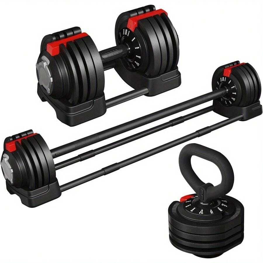 Adjustable Dumbbells 24kg Weight Levels Adjustable Dumbbell Set With 3/ 2 Modes - Black - View 1