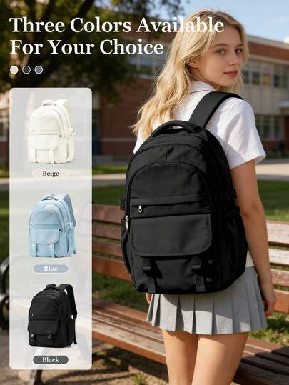 男女学生背包，美观轻便，旅行背包，防水，适合大学、高中学生，尼龙材质，防水防潮，适合大学旅行、露营，是送给女孩和女士的理想礼物。