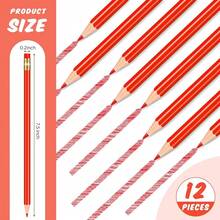 Pre-Sharpened HB Erasable Wooden Pencils With Eraser For Writing Drawing And Checking 12-Pack Red - 1 - View 3