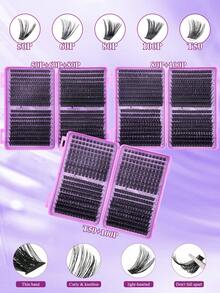 720/630/504 Cluster False Eyelashes, Personal Eyelash Book, High Capacity False Eyelashes, 8-16mm Mixed Length Eyelash Set, Beginner DIY Home Eyelash Extension Kit, Eyelash Cluster, Individual False Eyelashes, Suitable For Daily Commute, Dates, Music Festivals, Enlarging Eyes - D - View 4