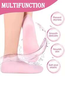 4只/2只装硅胶保湿足袜，女士保湿防皲裂足袜，适用于干燥、皲裂的脚后跟和粗糙的皮肤，去除死皮，弹性足袜，全天保湿防水，防止干燥，无异味，易于穿脱，柔软舒适，男女皆宜的足部护理工具，母亲节礼物，夏季必备 - 彩色 - 查看 9
