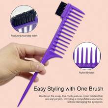 Wide-Tooth Pointed-Tail Comb, Double-Ended Eyebrow Brush, Mascara Brush, Hair Trimming Comb, Hair Coloring Long-Tail Comb, Makeup Brush Hair Styling Comb Set For Men And Women: Wide Tooth & Straightening Combs For Styling, Parting & Braiding - Multicolor - View 5