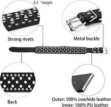 Serijoars Leather Spiked Dog Harness And Collar Set - Suitable For Large Breeds Pit Bull Terriers, Labradors, Dobermans - Durable Leather Harness And Collar Leash 3Pcs Set (Studs White, XL) - Color15 - 查看 4