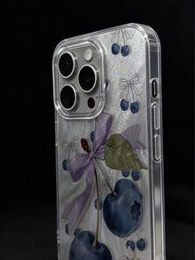 1个蓝莓蝴蝶结艺术图案羽毛雪纺手机壳，兼容 16/16Pro/16Plus/16ProMax、11/11ProMax、12/12Pro/12ProMax、13/13Pro/13ProMax、14/14Plus/14Pro/14ProMax、15/15Pro/15Plus/15ProMax - 彩色 - 查看 3