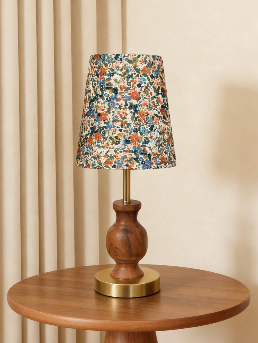 1pc Wood Grain Decorative Table Lamp, Suitable For Living Room, Study, Hotel, Outdoor Camping, Gift, Bedroom, Reading, Children, Decoration, Pregnancy, Prayer Corner, Italian Style, Minimalist, Chinese Style, French Style, Modern Arabic Style, Minimalist Islamic Design, Oasis Mixed Style - Multicolor - View 1