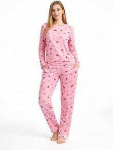 Pijama longo calça e manga longa suede premium frio estampas sortidas - Multicolorido - Visão 2