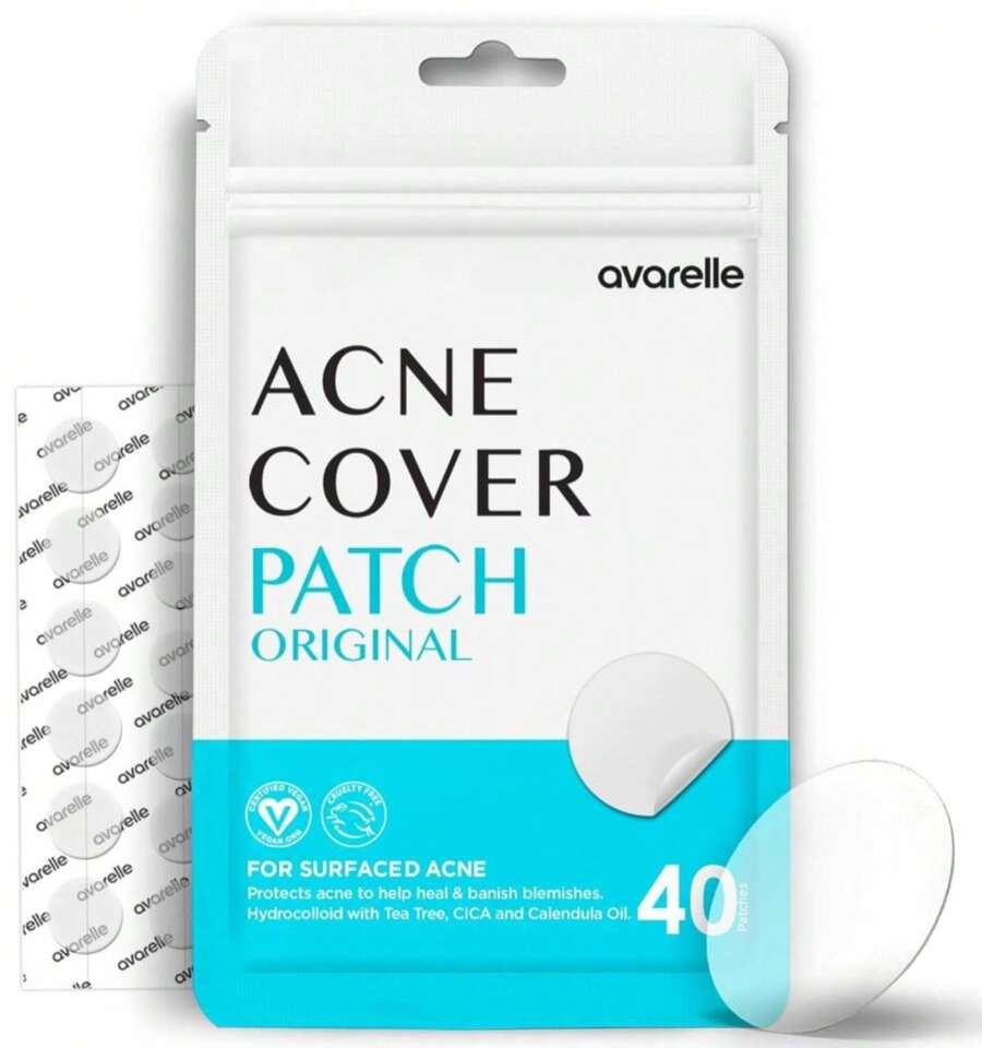 AVARELLE Acne Cover Patches, Eligible Hydrocolloid Pimple Patches For Face With Tea Tree Oil, Korean Skincare Zit Patches For Face | HSA Store Eligible Items | Vegan, Cruelty-Free - MàuB - Xem 1