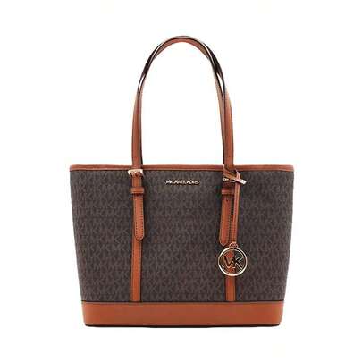  Michael Kors Jet Set Travel Printed Women's Single Shoulder Tote Bag 35S0GTVT1V BROWN
