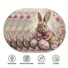 4 pezzi di tovagliette pasquali, con simpatico motivo a coniglio e decorazioni floreali, adatte per feste, pranzi, decorazioni natalizie e decorazioni pasquali. Dimensioni: 38*38cm, adatte per decorazioni stagionali domestiche, decorazioni tavola per le feste, stile country, materiale lavabile, ideali per decorazioni tavola per le feste e intrattenimento domestico, ottimo anche come regalo. - Multicolore - Visualizzare 11