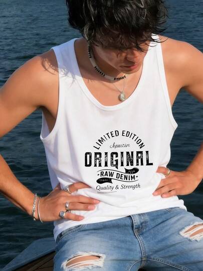 Open Phase 男士休闲时尚印花圆领运动背心，夏季